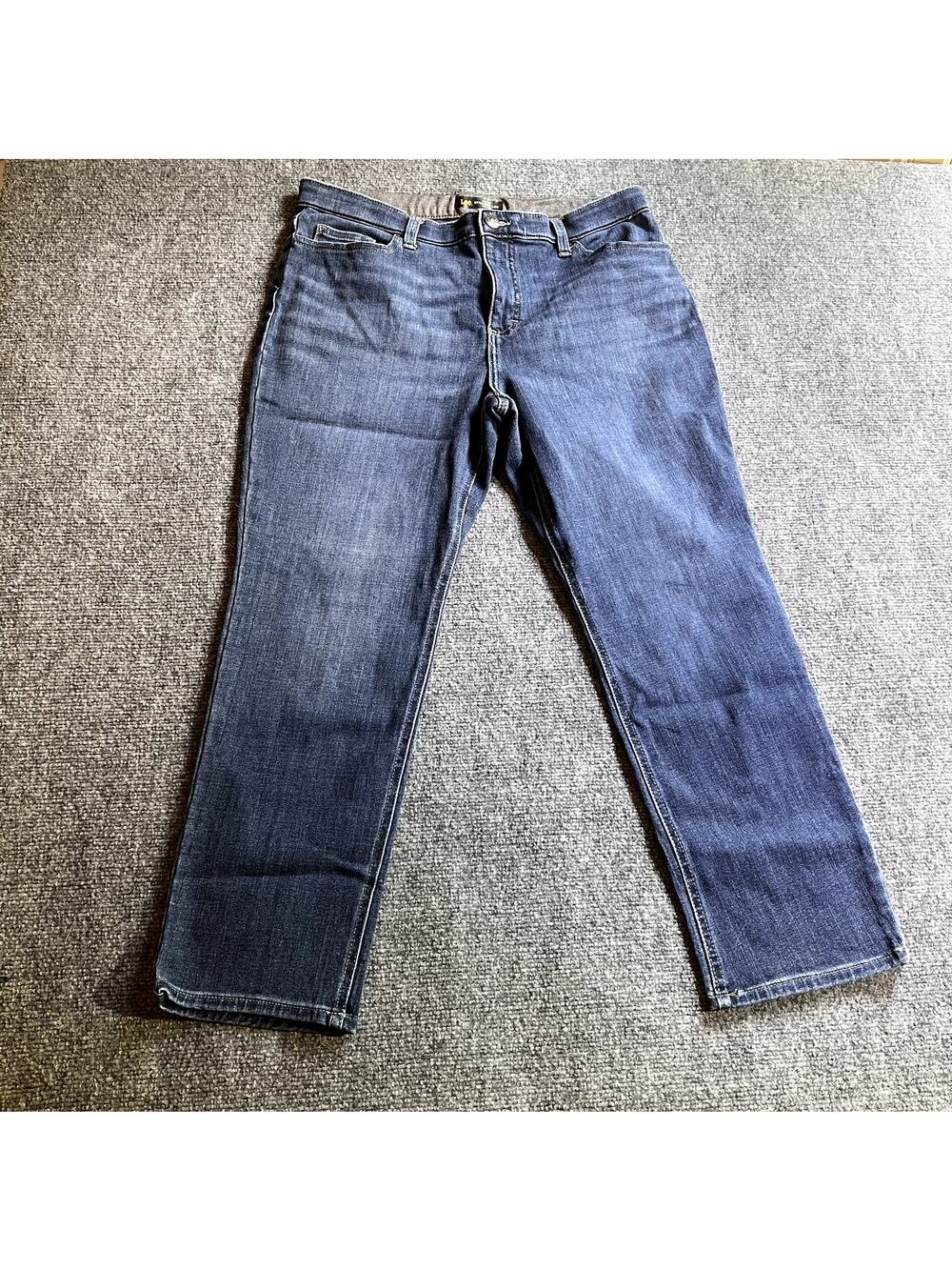 Lee Slim Fit Straight Leg Mid Rise Jeans Womens 14 Short Stretch Blue Denim